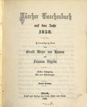 Zürcher Taschenbuch .... 1858, 1858 = Jg. 1