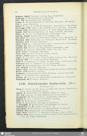 XVIII. Mittelrheinischer Bezirksverein.