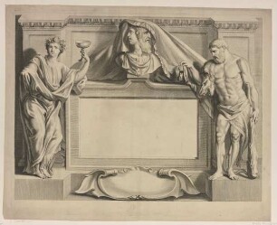 Rahmung mit Januskopf, Bacchus und Herkules