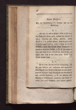 Achter Abschnitt. Von der Klassifikation der Schüler und von der Besetzung.