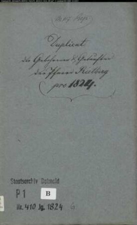 Kirchenbuchduplikat der katholischen Gemeinde Rietberg, Kreis Wiedenbrück (GHT 1824) (Gemeinde: Katholische Gemeinde Rietberg, Kreis Wiedenbrück)