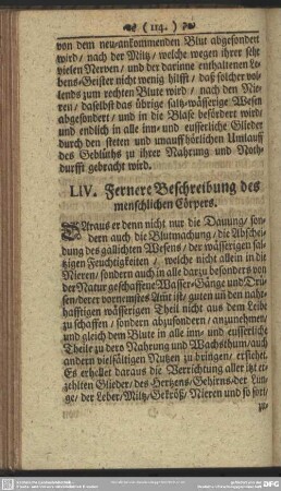 LIV. Fernere Beschreibung des menschlichen Cörpers