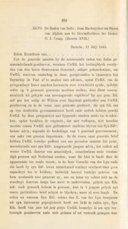 XLVb. De Raden van Indie, Joan Maetsuycker en Simon van Alphen aan de Bewindhebbers der Gener. O. I. Comp. (Heeren XVII.). Batavia, 12 July 1645