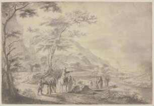 Flußlandschaft mit Figuren