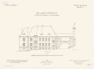 Kadettenhaus der Garnison Potsdam Ergänzungsbauten: Wohnhaus des Chefs der östlichen Kompanie und Verbindungsgang: Aufriss Nordansicht 1:100