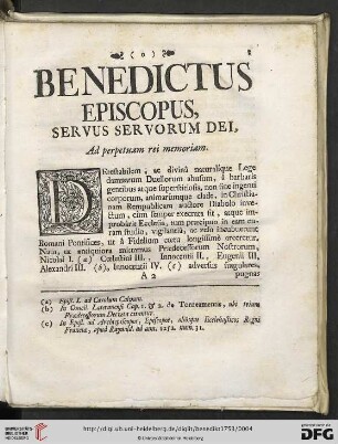 Benedictus episcopus, servus servorum Dei