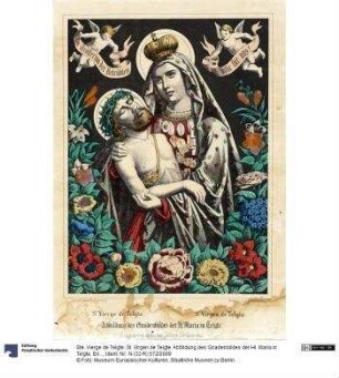 Ste. Vierge de Telgte. St. Virgen de Telgte. Abbildung des Gnadenbildes der Hl. Maria in Telgte. Erinnerung an das 260 Jährige Jubiläum 1854.