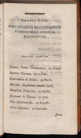 Anno 1701. mortui sunt.