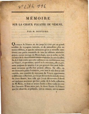 Mémoire Sur La Chaux Fluatée Du Vésuve