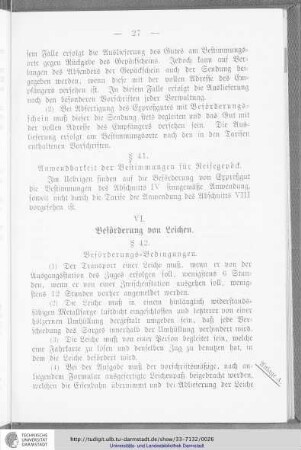 VI. Beförderung von Leichen