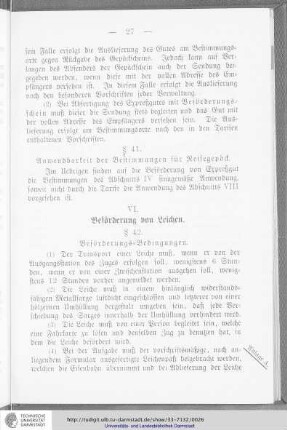 VI. Beförderung von Leichen