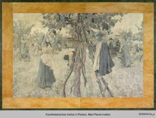 Bemalter Terrakottaboden : Weinlese