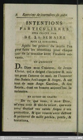 Intentions Particulieres Pour Chaque Jour De La Semaine