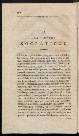 III. Praeceptor Socraticus