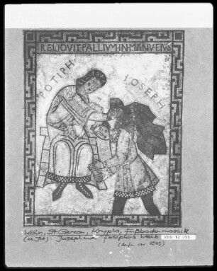 Stiftmosaikboden in Sankt Gereon — Szenen aus dem Leben des Königs David — Potiphar erfasst Josephs Gewand