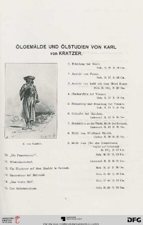 Ölgemälde und Ölstudien von Karl von Kratzer (Nr. 1-70)
