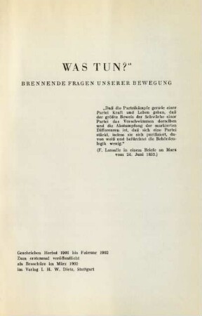 Was Tun? Brennende Fragen Unserer Bewegung