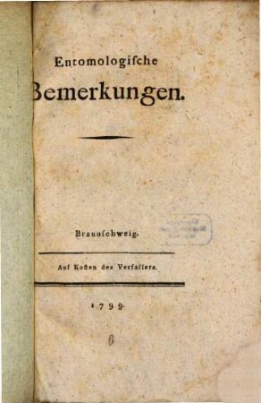 Entomologische Bemerkungen