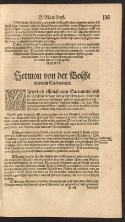 Sermon von der Beicht und dem Sacrament.