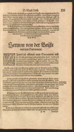 Sermon von der Beicht und dem Sacrament.