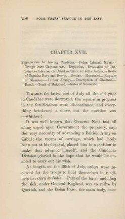 Chapter XVII. Preparations for leaving Candahar ...