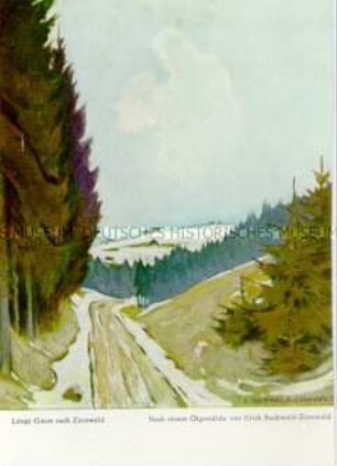 Ansicht der "langen Gasse nach Zinnwald" im Winter