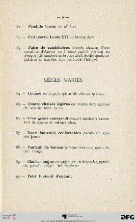 Sièges variés (Nr. 84-99)