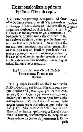 Ex annotationibus in Primam Episto: ad Timoth. cap. I.