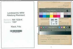 Entnazifizierung Fritz Klauk , geb. 30.12.1906 (Gastwirt)
