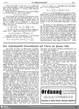 Der Außenhandel Deutschlands mit Uhren im Januar 1928