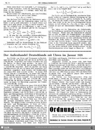 Der Außenhandel Deutschlands mit Uhren im Januar 1928