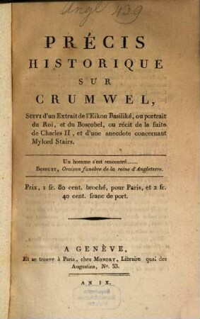 Précis historique sur Crumwell