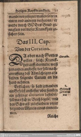 Das III. Cap. Von der Curation