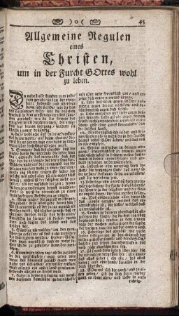 Allgemeine Regulen eines Chisten, um in der Furcht Gottes wohl zu leben.