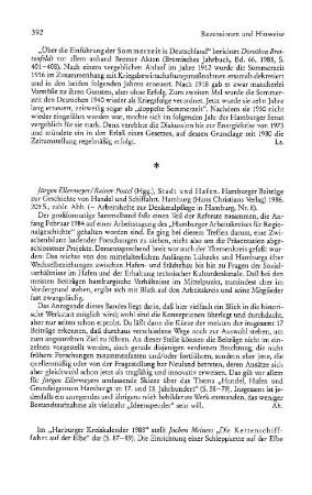 Stadt und Hafen, Hamburger Beiträge zur Geschichte von Handel und Schiffahrt, Hrsg. Jürgen Ellermeyer, Rainer Postel, (Arbeitshefte zur Denkmalpflege in Hamburg, 8) : Hamburg, Christians, 1986
