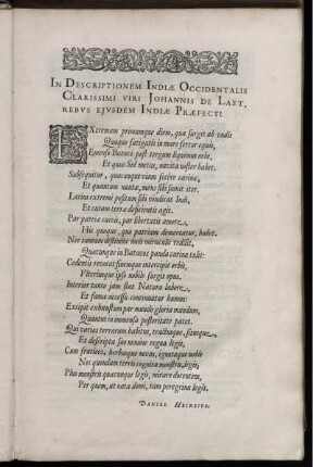 In Descriptionem Indiæ Occidentalis Clarissimi Viri Jahonnis de Laet, Rebvs Ejvsdem Indiæ Præfecti.