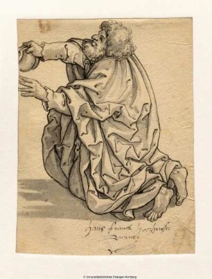 Greis nach links kniend und einen Krug ausleerend (Samuel oder Johannes der Täufer)