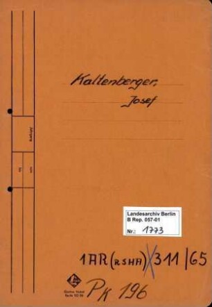 Personenheft Josef Kaltenberger (*24.01.1909), SS-Hauptsturmführer