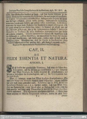 Cap. II. De Feudi Essentia Et Natura