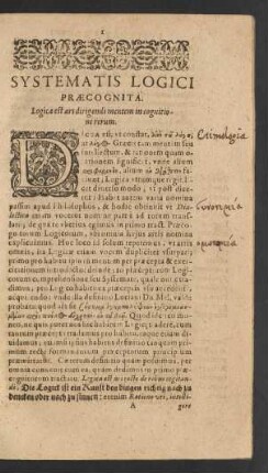 Systematis Logici Praecognita.