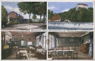 Frankenberg/Sachsen. Restaurant Tirol und Schloß Sachsenburg, kolorierte Ansichtskarte