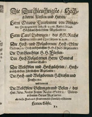 A2r-A4v, Die Durchleuchtigste/ Hochgeborne Fürsten ...