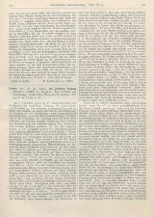 121-124 [Rezension] Cremer, Hermann, Die kirchliche Trauung historisch, ethisch u. liturgisch. Ein Versuch zur Orientirung