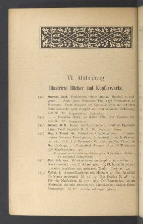 VI. Abtheilung. Illustrirte Bücher und Kupferwerke