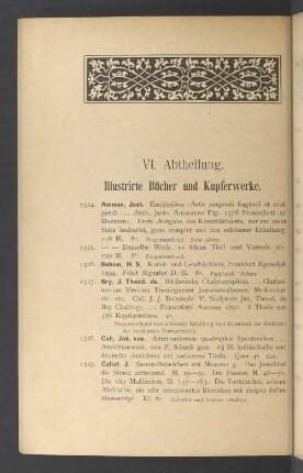 VI. Abtheilung. Illustrirte Bücher und Kupferwerke