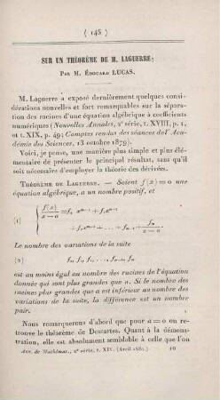 Sur un théorème de M. Laguerre.