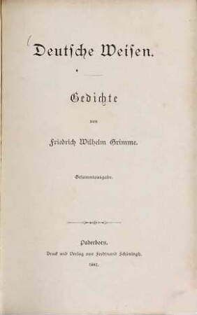 Deutsche Weisen : Gedichte : Gesammtausgabe