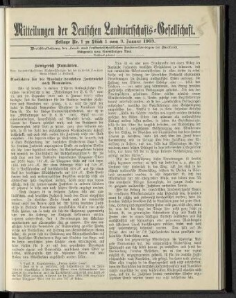 Beilage Nr. 1 zu Stück 1 vom 3. Januar 1903.