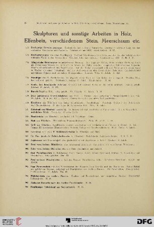 Skulpturen und sonstige Arbeiten in Holz, Elfenbein, verschiedenem Stein, Meerschaum etc. (Nr. 773-826)