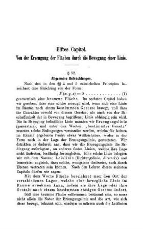 Elftes Capitel. Von der Erzeugung der Flächen durch die Bewegung einer Linie.